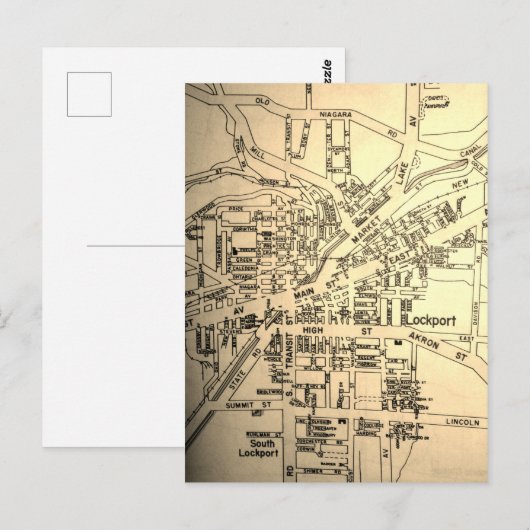 Lockport, NY  Map Briefkaart (Voorkant / Achterkant)