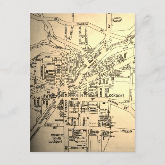 Lockport, NY Map Briefkaart (Voorkant)