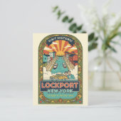 Lockport NY Retro Reisposter Briefkaart (Staand voorkant)