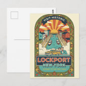 Lockport NY Retro Reisposter Briefkaart (Voorkant / Achterkant)