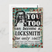 Locksmith - Funny Vintage Retro Briefkaart (Voorkant / Achterkant)