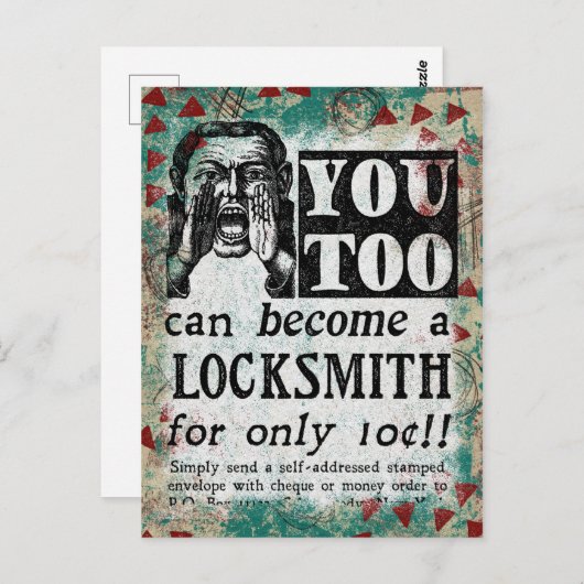 Locksmith - Funny Vintage Retro Briefkaart (Voorkant / Achterkant)