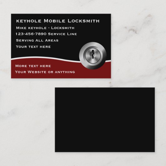 Locksmith Modern Editable Visitekaartjes (Voorkant / Achterkant)