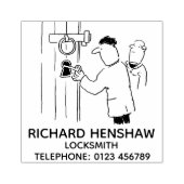 Locksmith ontgrendelt de deur van een kerk rubberstempel (Afrduk)