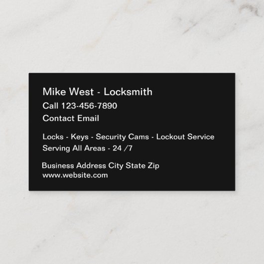 Locksmith Security Products Visitekaartjes (Achterkant)