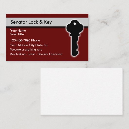 Locksmith Security Theme Editable Visitekaartjes (Voorkant / Achterkant)