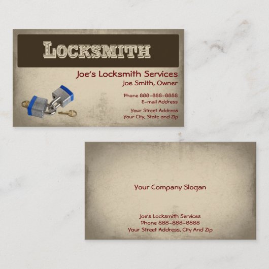 Locksmith Visitekaartje (Voorkant / Achterkant)