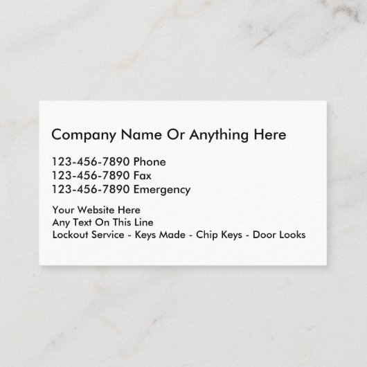 Locksmith Visitekaartjes (Achterkant)