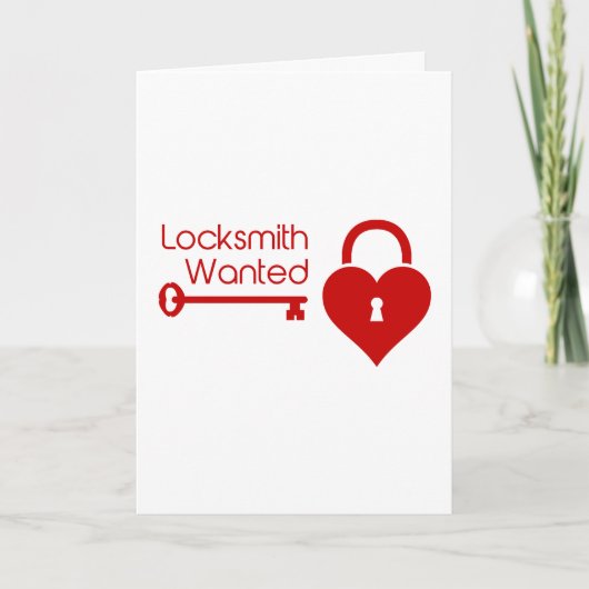 Locksmith Wanted Valentijnsdag Heart Lock Feestdagen Kaart (Voorkant)