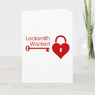 Locksmith Wanted Valentijnsdag Heart Lock Feestdagen Kaart
