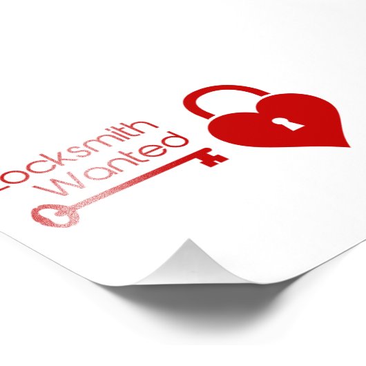 Locksmith Wanted Valentijnsdag Heart Lock Foto Afdruk (Hoek)