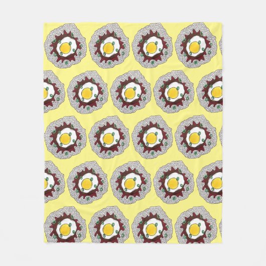 Loco Moco Hawaiian Cuisine Food Rice Hamburger Egg Fleece Deken (Voorkant)