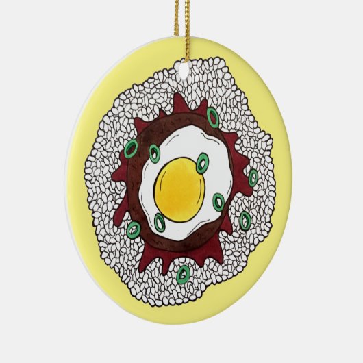 Loco Moco Hawaiian Cuisine Food Rice Hamburger Egg Keramisch Ornament (Rechts)