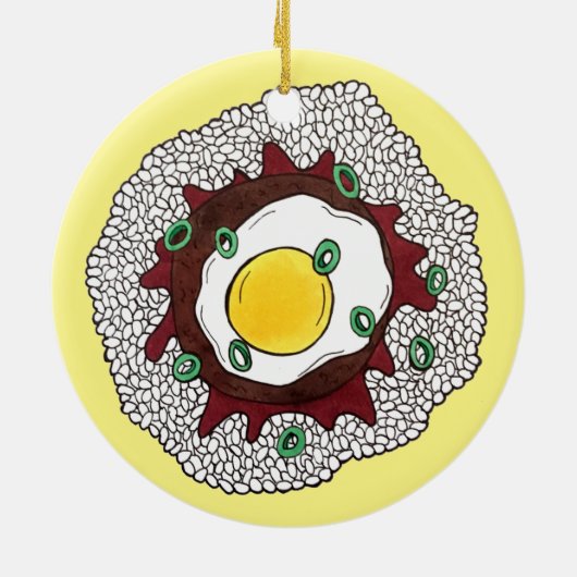 Loco Moco Hawaiian Cuisine Food Rice Hamburger Egg Keramisch Ornament (Achterkant)