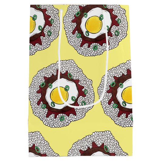 Loco Moco Hawaiian Cuisine Food Rice Hamburger Egg Medium Cadeauzakje (Achterkant)