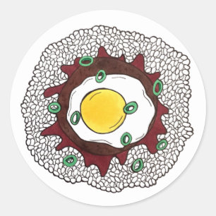 Loco Moco Hawaiian Cuisine Food Rice Hamburger Egg Ronde Sticker