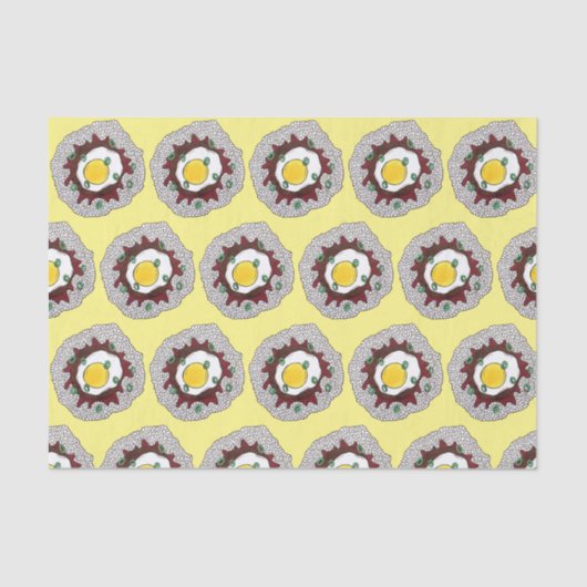 Loco Moco Hawaiian Cuisine Food Rice Hamburger Egg Tissuepapier (Voorkant)