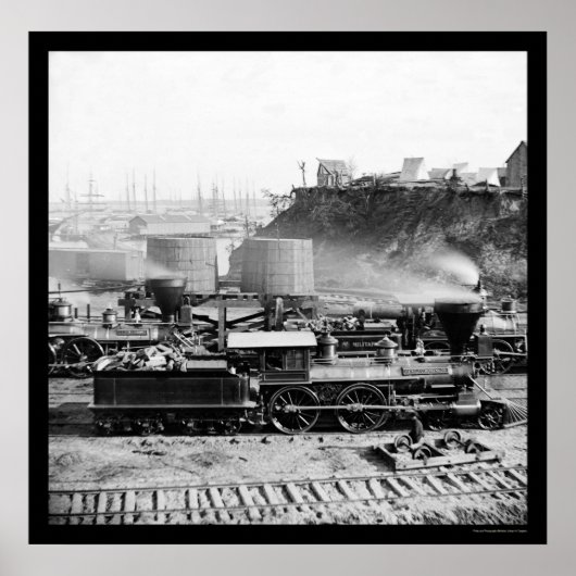 Locomot of the U.S. Militaire Spoorweg, VA 1865 Poster (Voorkant)