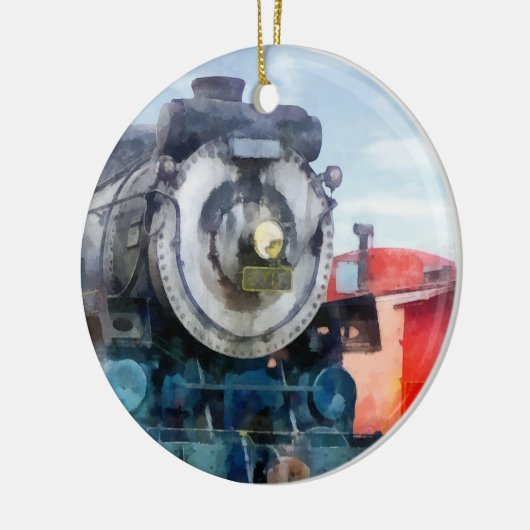 Locomotief en Caboose Keramisch Ornament (Links)