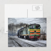 Locomotief en sneeuw briefkaart (Voorkant / Achterkant)