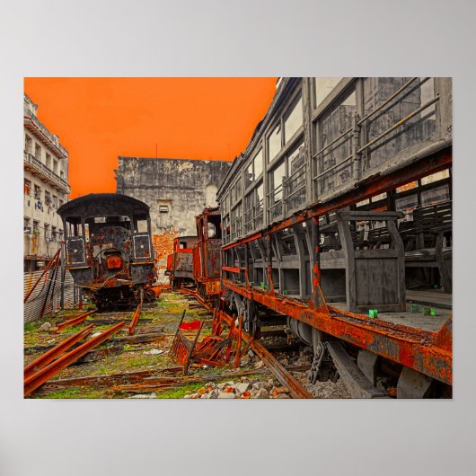 Locomotief en treinwagons poster (Voorkant)