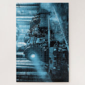 Locomotief in de schaduw van blauw - Grote puzzel Legpuzzel (Verticaal)