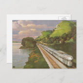  locomotief in het land, vakantie per trein briefkaart (Voorkant / Achterkant)