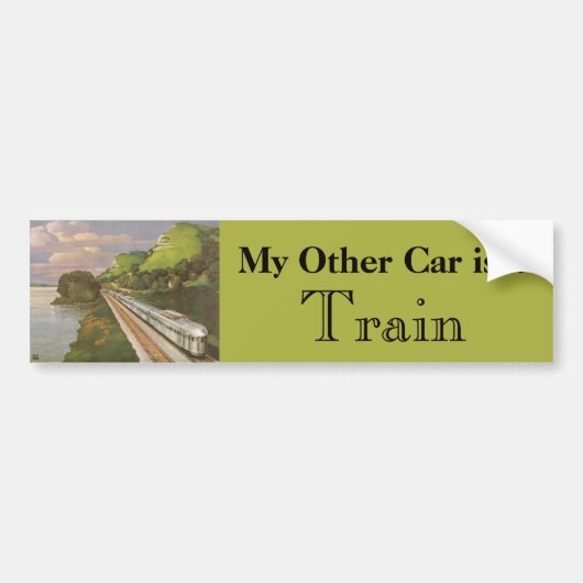 locomotief in het land, vakantie per trein bumpersticker (Voorkant)