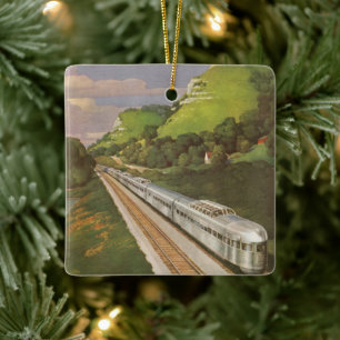  locomotief in het land, vakantie per trein keramisch ornament