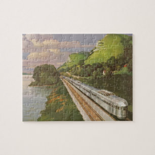  locomotief in het land, vakantie per trein legpuzzel