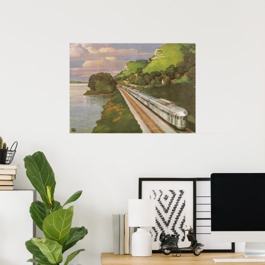  locomotief in het land, vakantie per trein poster (Thuiskantoor)