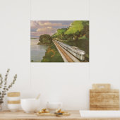  locomotief in het land, vakantie per trein poster (Keuken)