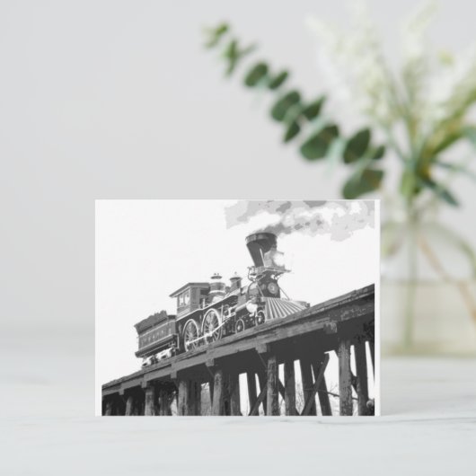 Locomotief op de brug briefkaart (Staand voorkant)