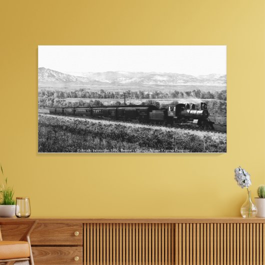  locomotief, Rocky Mountains Canvas Afdruk (Insitu (Woonkamer))