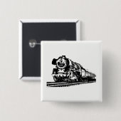 Locomotief Silhouet Vierkante Button 5,1 Cm (Voorkant /achterkant)