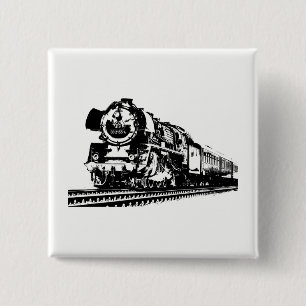 Locomotief Silhouet Vierkante Button 5,1 Cm