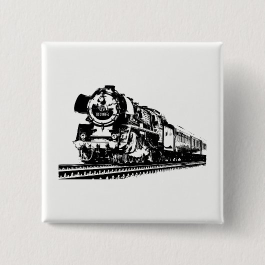 Locomotief Silhouet Vierkante Button 5,1 Cm (Voorkant)