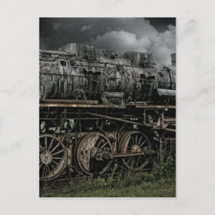 locomotief-stoomlocomotief-treinrails briefkaart