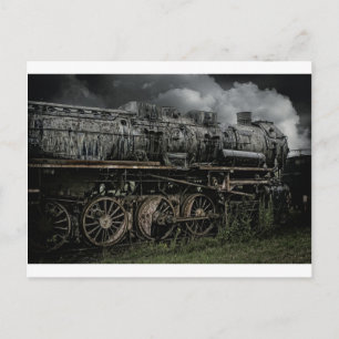 locomotief-stoomlocomotief-treinrails briefkaart