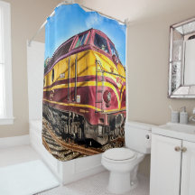 locomotief stoommachine trein douchegordijn