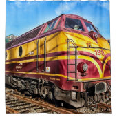locomotief stoommachine trein douchegordijn (Voorkant)
