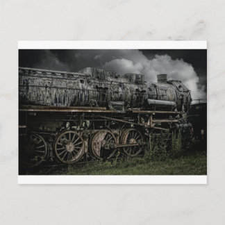 locomotief stoommachine trein rail spoorweg briefkaart
