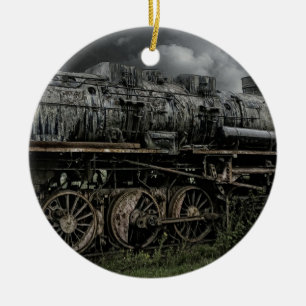 locomotief stoommachine trein rail spoorweg keramisch ornament