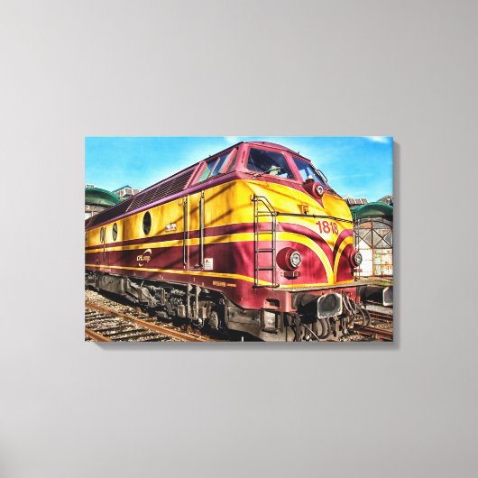 Locomotief Stoomtrein Douche Canvas Kunst (Voorkant)