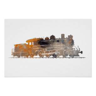 Locomotief Trein Illustratie Silhouet Stijl Perfect Poster
