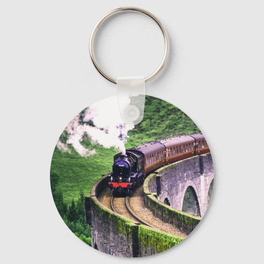 Locomotief trein op brug sleutelhanger (Voorkant)