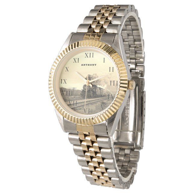  Locomotief Trein Verjaardag Zwart Reizen Horloge (Gekanteld)