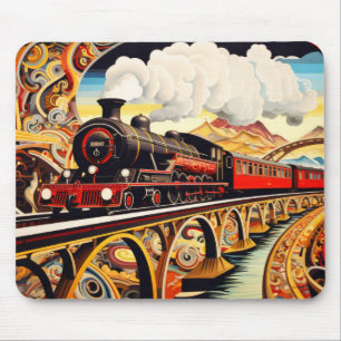 Locomotief treinconcept Abstract kleurrijk landsch Muismat