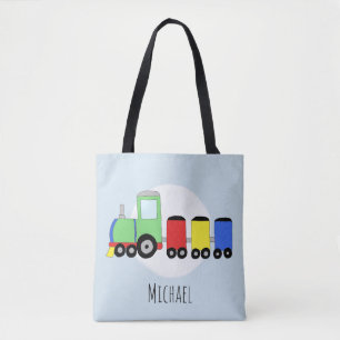 Locomotief van Cute Boy met naam Tote Bag