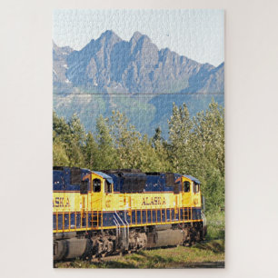 locomotief van de spoorweg Alaska en bergen Legpuzzel